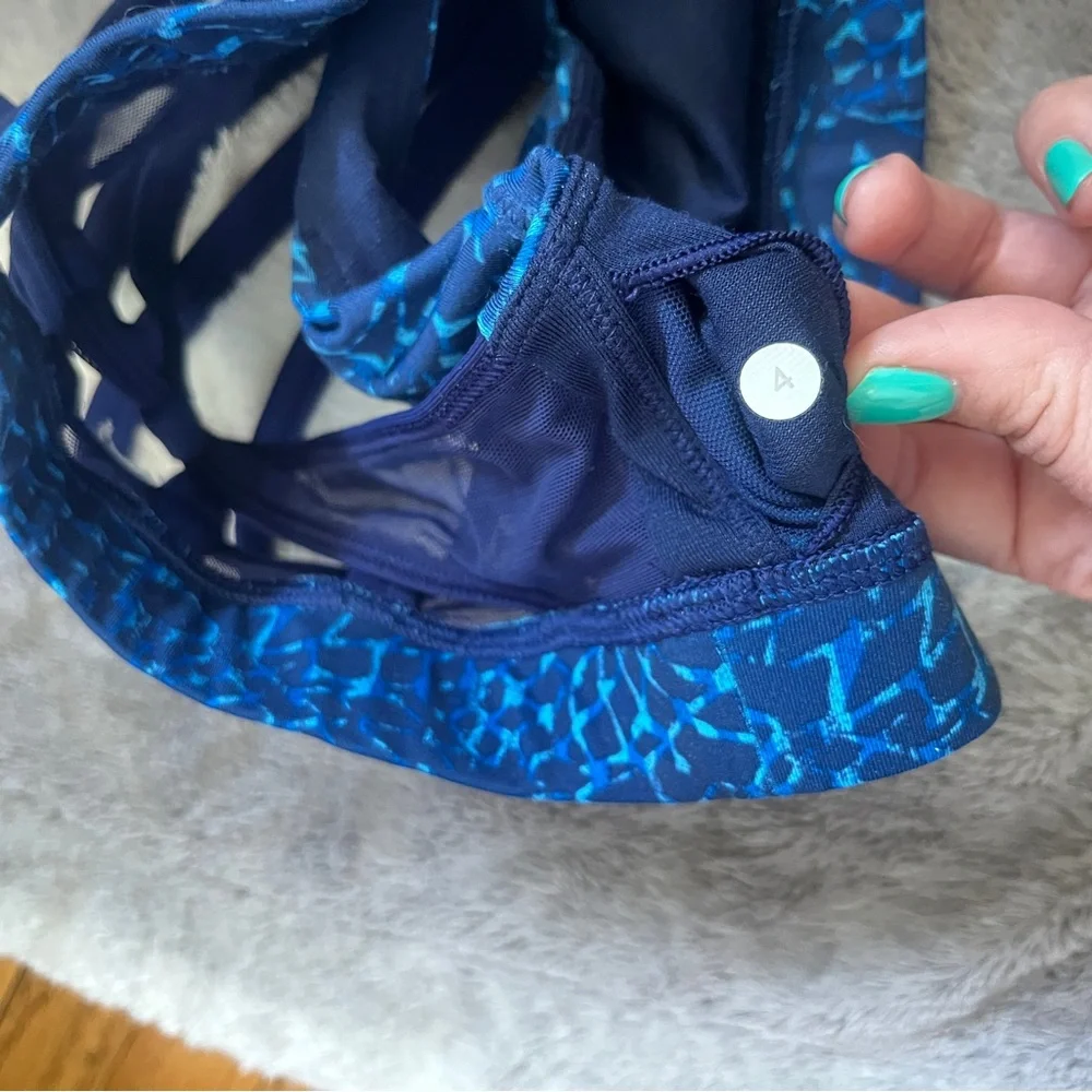lululemon athletica Navy Blue Strappy Sports Bra with Printed Band